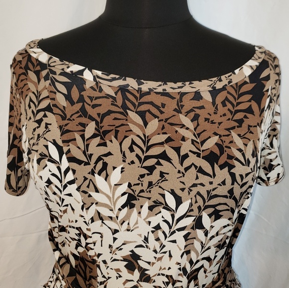 Perceptions 14 leaf pattern tie waist boat neck - Picture 3 of 8